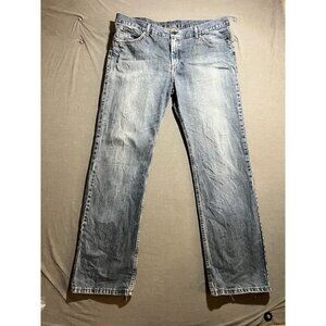 Vintage H.D. Lee Merc Co. Jeans 40x33 Blue Denim‎ Pocketed Belted Zip Adult.